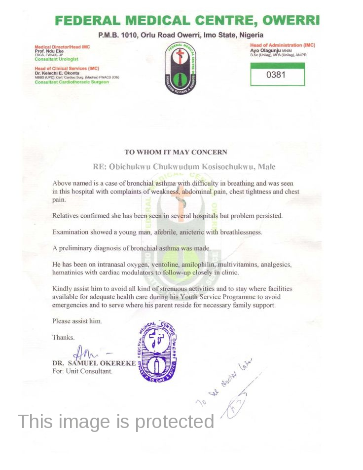 medical report for nysc redeployment pdf